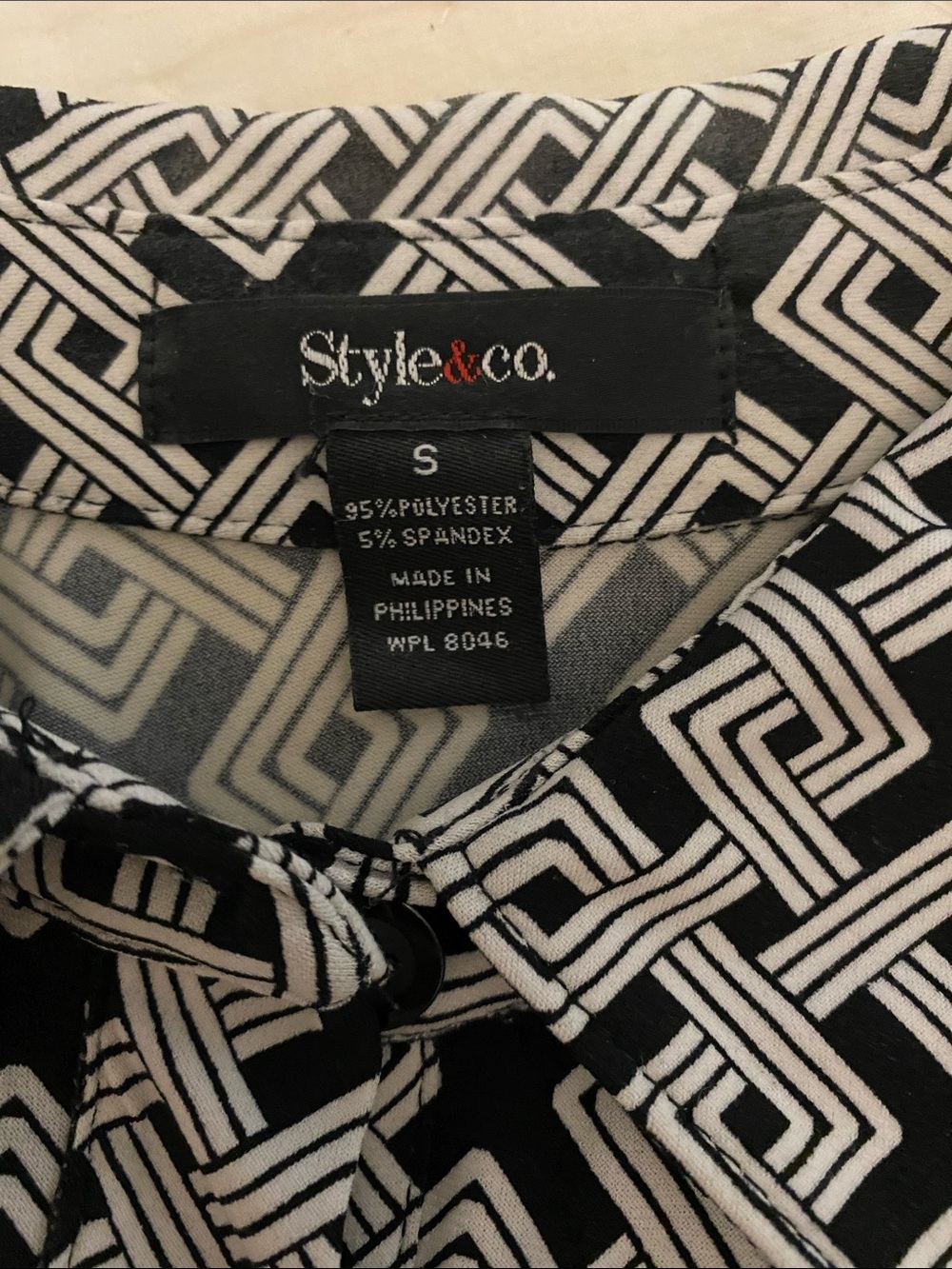 Style & Co. Black and White Geometric Midi Shirt Dress - Picture 2 of 3